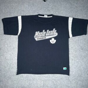 Waves Toronto Maple Leafs T-Shirt Men XXL Black Vintage NHL Hockey Sportswear
